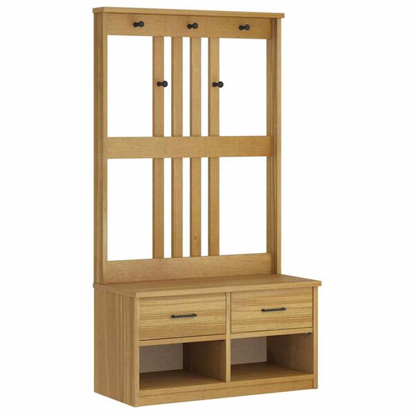 vidaXL Hall Tree SANDNES 87x40x159,5 cm gegnheilvi&eth;i furu