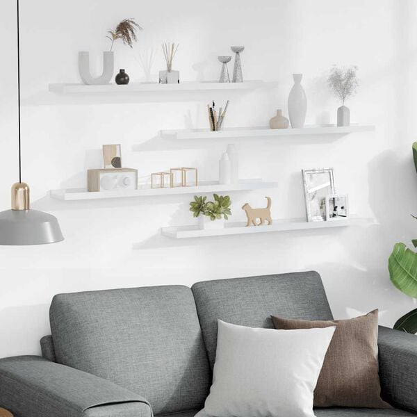 vidaXL Vegghillur 4 stk. Hv&iacute;tar 80x9x3 cm