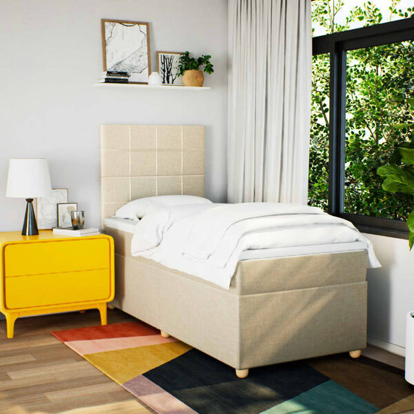 vidaXL H&oacute;lfa&eth; Springr&uacute;m me&eth; D&yacute;nu Rj&oacute;ma 90x200 cm Tauefni