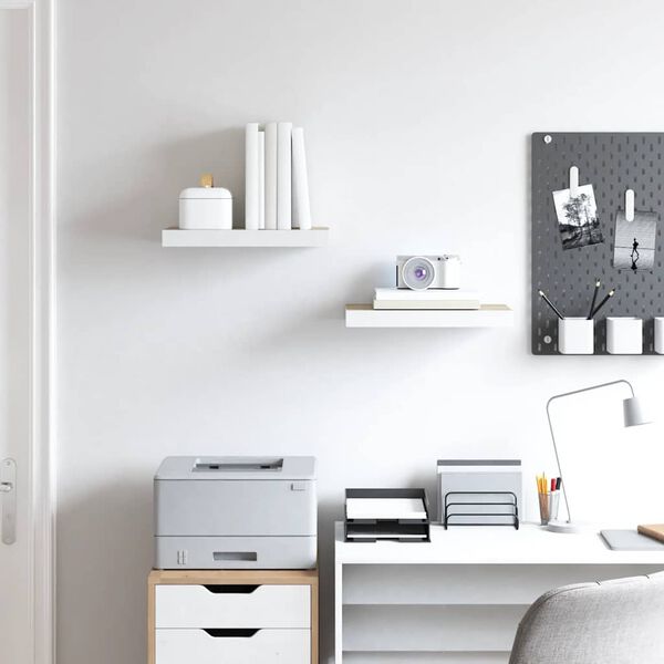 vidaXL Vegghengdar Hillur 2 stk. Eikarlitur & Hv&iacute;tur 50x23x3,8 cm MDF