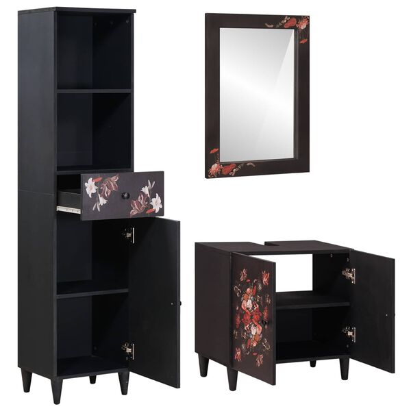 vidaXL Ba&eth;herbergi sk&aacute;pur sett me&eth; sk&uacute;ffu me&eth; hur&eth; 3 pcs Hart mang&oacute;tr&eacute;