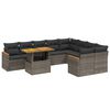 vidaXL 10 Hluta Gar&eth;s&oacute;fasett me&eth; Sessum Gr&aacute;tt P&oacute;l&yacute;rattan