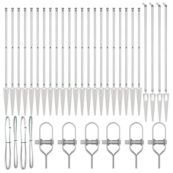 vidaXL Girðingarpóstur Annað 26 pcs Grár 3,2 x 3,2 x 160 cm Stál