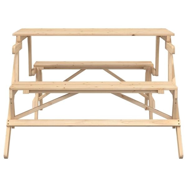 vidaXL Picnic Bor&eth; me&eth; Bekkjum Gegnheill &THORN;inur 2-&iacute;-1 Breytanlegur