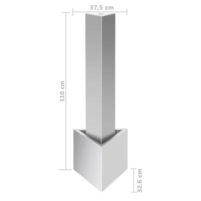 vidaXL Gosbrunnur Silfur 37,7x32,6x110 cm Ryðfrítt stál