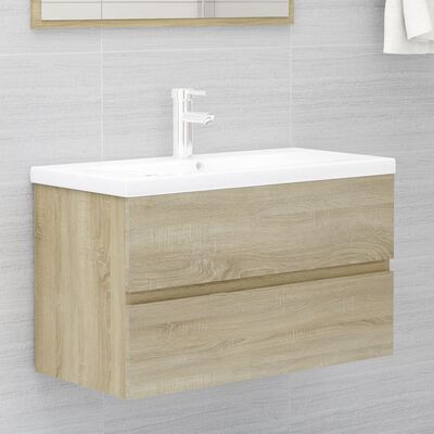 804884 vidaXL 2 Piece Bathroom Furniture Set Sonoma Oak Chipboard
