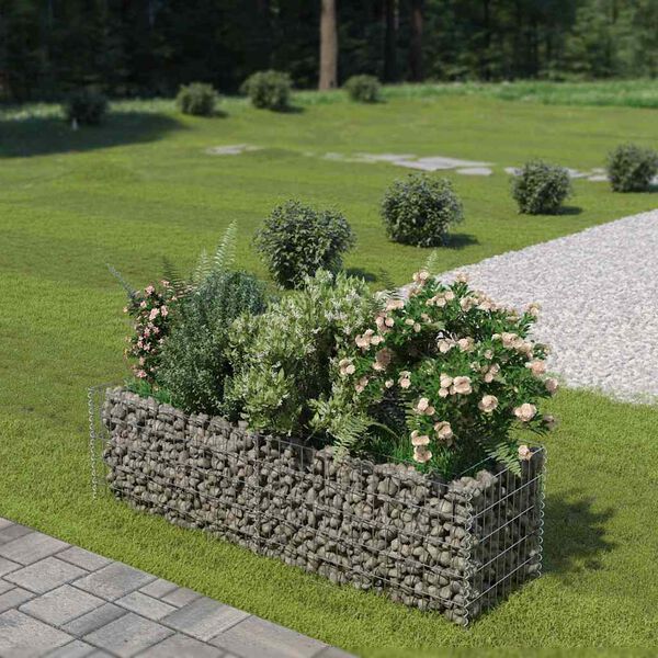 vidaXL Gabion Grjótkassi Upphækkað Blómaker Sínkhúðað Stál 180x50x50cm