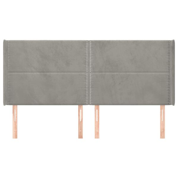 vidaXL H&ouml;f&eth;agafl me&eth; Eyrum 203x16x118/128 cm Lj&oacute;sgr&aacute;tt Flauel