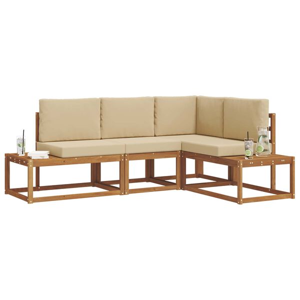 vidaXL &Uacute;ti s&oacute;fasett me&eth; p&uacute;&eth;i 4 Stykki N&aacute;tt&uacute;rulegt og B&eacute;ig