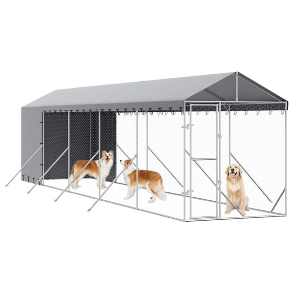 vidaXL &Uacute;tihundask&yacute;li me&eth; &THORN;aki Silfurlita&eth; 2x10x2,5 m Sinkh&uacute;&eth;a&eth; St&aacute;l