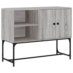 vidaXL Skenkur Gr&aacute;r Sonoma Eik 100x40x79,5 cm Samsettur Vi&eth;ur