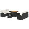 vidaXL Gar&eth;s&oacute;fa sett me&eth; p&uacute;&eth;i 9 pcs Svartur p&oacute;l&yacute;rattan