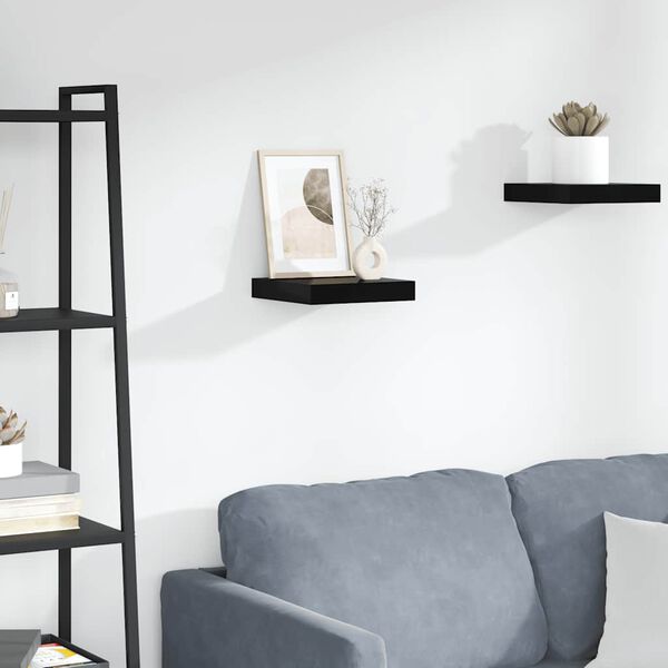 vidaXL Floating Wall Shelf High Gloss Black 23x23,5x3,8 cm MDF