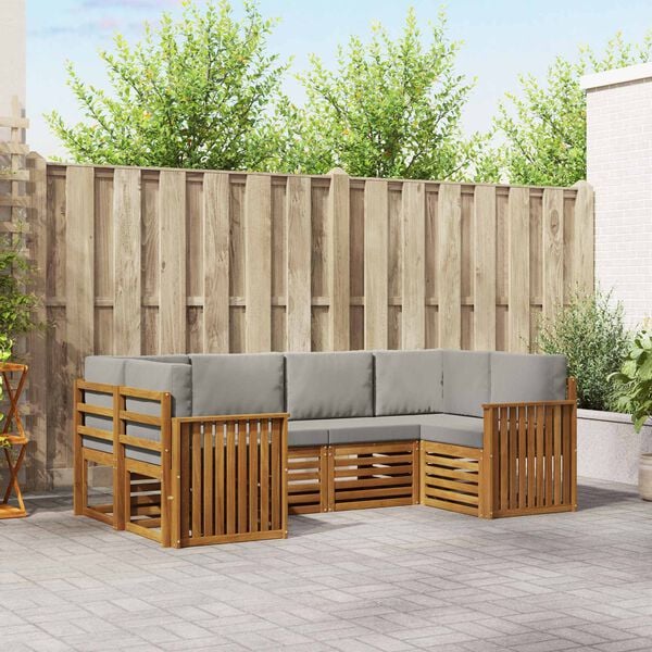 vidaXL S&oacute;fasett 6 pcs N&aacute;tt&uacute;rulegt og Lj&oacute;st Gr&aacute;tt Hrein akas&iacute;utr&eacute;