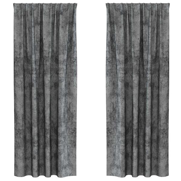 vidaXL Flauels skaut me&eth; gluggatj&ouml;ldum 2 pcs Gr&aacute;r 260 x 140 cm Flauel