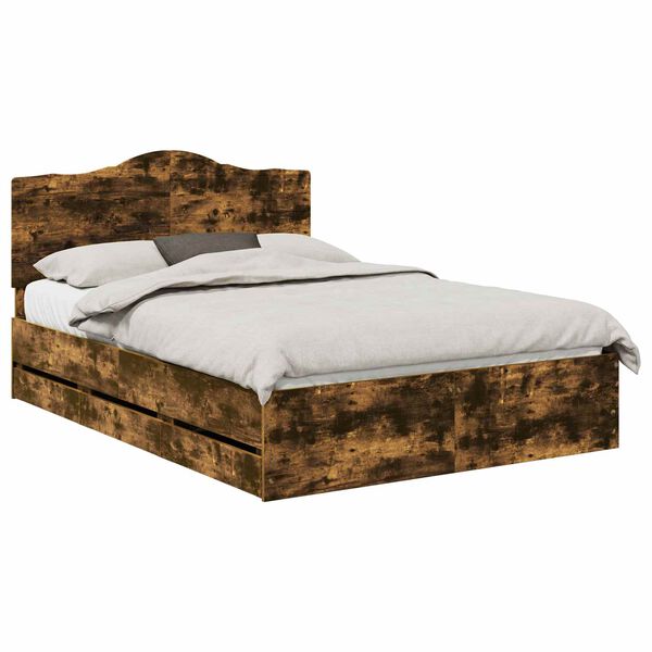 vidaXL Ramsv&iacute;k me&eth; sk&uacute;ffu Rau&eth;-eik 160 x 200 cm Verkfr&aelig;&eth;ilegt tr&eacute;