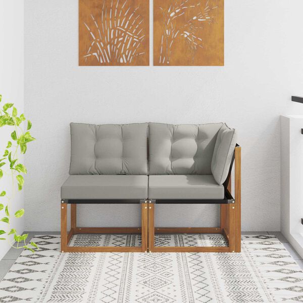 vidaXL &Uacute;tistrokkur mi&eth;- og hornsofa me&eth; p&uacute;&eth;i 2 Stykki N&aacute;tt&uacute;rulegur