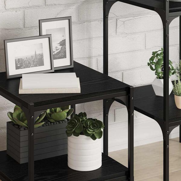 vidaXL B&oacute;kask&aacute;pabretti 4 pcs Svart 40 x 40 x 1,5 cm Samsettur vi&eth;ur