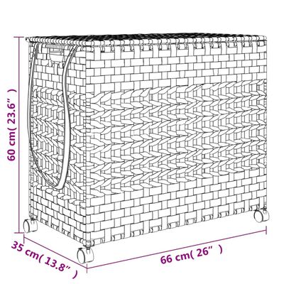 vidaXL þvottakarfa með Hjólum Hvítur 66x35x60 cm Rattan