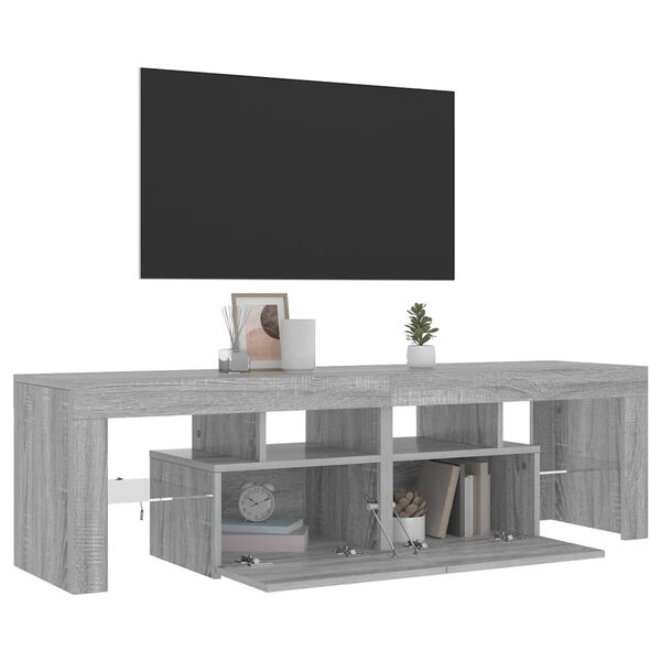 vidaXL Sjónvarpsskápur með LED Grár Sonoma 140x36,5x40 cm
