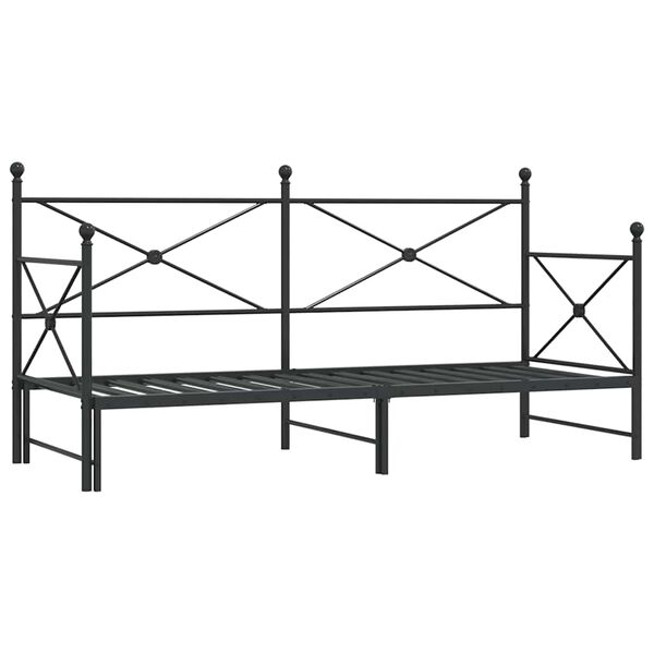 vidaXL Daybed me&eth; r&uacute;llu &aacute;n d&yacute;nu Svartur 90x200 cm St&aacute;l