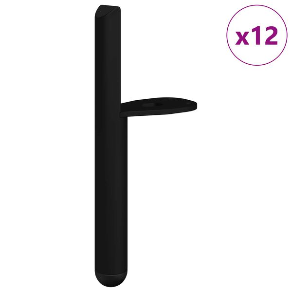 vidaXL F&aelig;tur fyrir h&uacute;sg&ouml;gn 12 pcs Svartur 66 x 36 x 160 mm J&aacute;rn