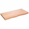 vidaXL Vegghilla Lj&oacute;sbr&uacute;n 100x50x(2-6) cm Me&eth;h&ouml;ndlu&eth; Gegnheil Eik