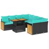 vidaXL 9 stykki gar&eth;s&oacute;fasett me&eth; p&uacute;&eth;um Black Poly Rattan Acacia