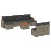 vidaXL 10 Hluta Gar&eth;s&oacute;fasett me&eth; Sessum Gr&aacute;tt P&oacute;l&yacute;rattan