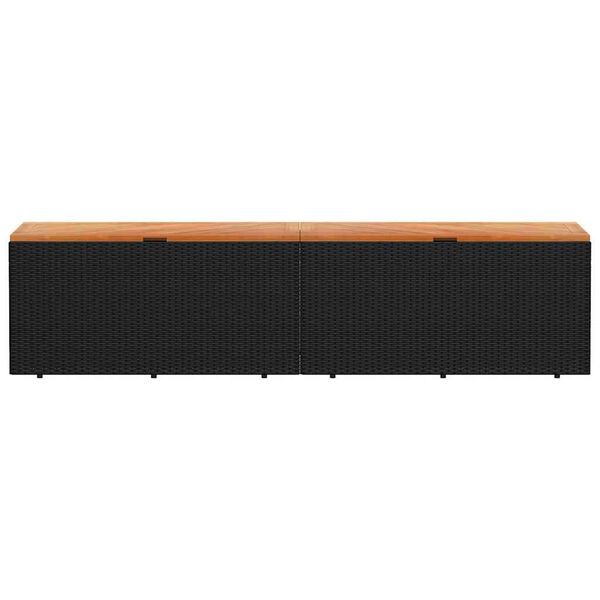 vidaXL Garðgeymslukassi Svartur 220x50x54 cm Pólýrattan Akasíuviður