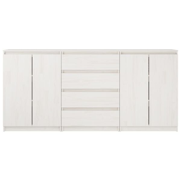 vidaXL Skenkir 3 stk. Hvítir Gegnheil Fura