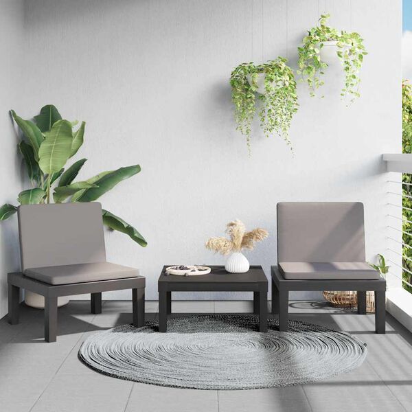 vidaXL S&oacute;lbekkur me&eth; Sessu Reykgr&aacute;tt PP Plast