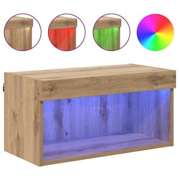 vidaXL Sj&oacute;nvarpssk&aacute;pasett me&eth; led Artisan Eik Samsettur vi&eth;ur