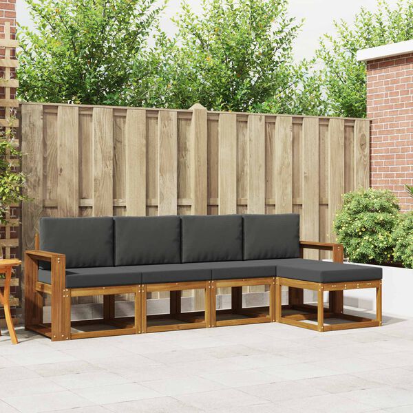 vidaXL &Uacute;ti s&oacute;fasett 5 pcs N&aacute;tt&uacute;rulegt og Antrac&iacute;t Hrein akas&iacute;utr&eacute;