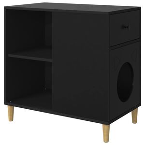 vidaXL Katta h&uacute;s Svartur 72 x 42.5 x 70 cm Samsettur vi&eth;ur