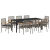 vidaXL Gar&eth;ur bor&eth;sett me&eth; p&uacute;&eth;i 9 pcs Gr&aacute;r og svartur Rattan
