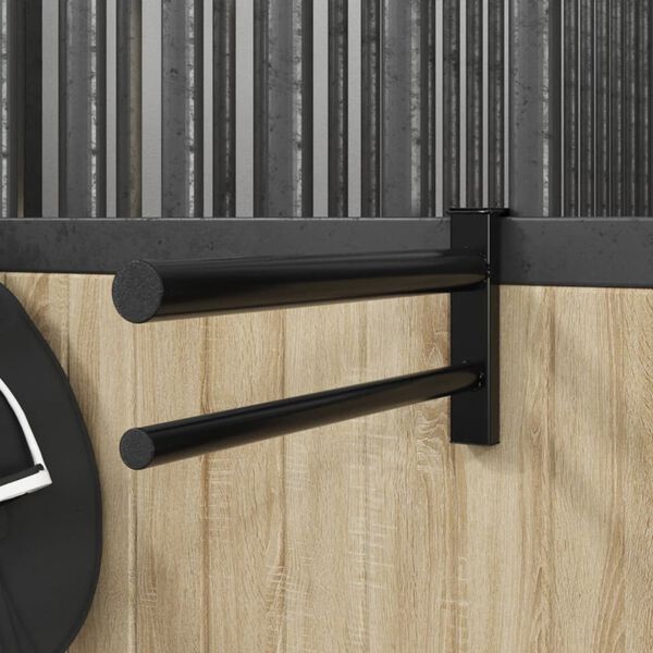 vidaXL Hnakkagrind Tv&ouml; Armur Flytjanleg Sv&ouml;rt J&aacute;rn