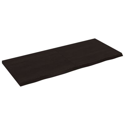 vidaXL Vegghilla Dökkbrún 140x60x(2-4) cm Meðhöndluð Gegnheil Eik