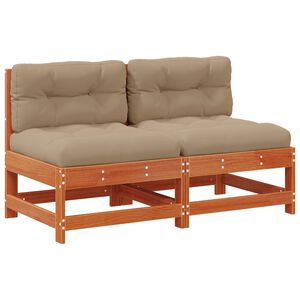 vidaXL Gar&eth;asofa Mi&eth;ja Mass&iacute;ft furuvi&eth; VaxBr&uacute;nn