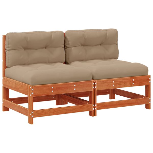 vidaXL Gar&eth;asofa Mi&eth;ja Mass&iacute;ft furuvi&eth; VaxBr&uacute;nn