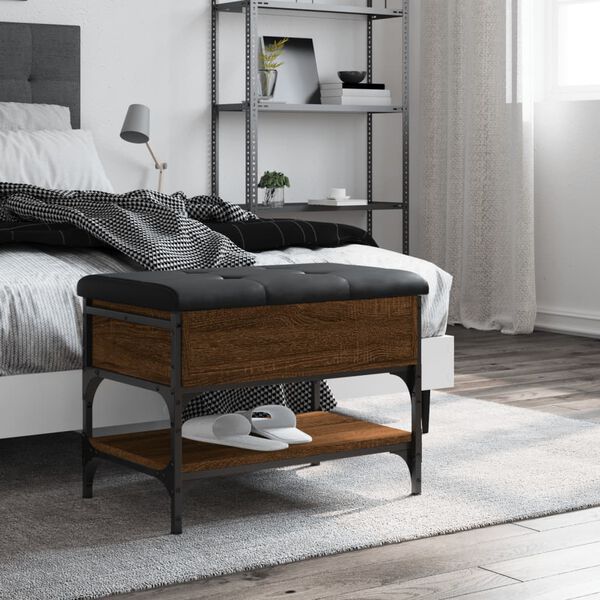 vidaXL Sk&oacute;bekkur Br&uacute;n Eik 62x42x45 cm Samsettur Vi&eth;ur