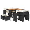 vidaXL 9 Stk. Gar&eth;h&uacute;sgagnasett me&eth; P&uacute;&eth;um P&oacute;l&yacute;rattan Svart
