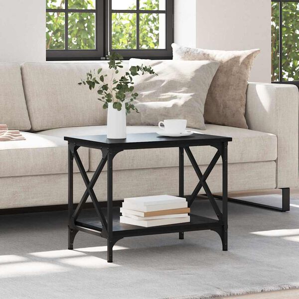 vidaXL Hli&eth;arbor&eth; Svartur Eik 55 x 38 x 45 cm Samsettur vi&eth;ur