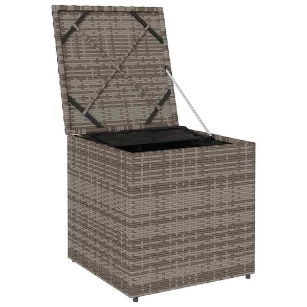 vidaXL Koddabox með geymslu Grár 50 x 50 x 50 cm pólýrattan