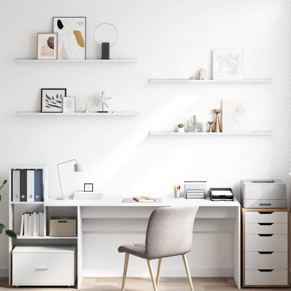 vidaXL Vegghylla 4 pcs Hv&iacute;tt marmara 115 x 9 x 3 cm Samsettur vi&eth;ur