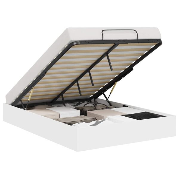 vidaXL Ott&oacute;man s&aelig;ngurrammi Hv&iacute;t 193 x 120 x 25 cm Verkefnavi&eth;ur