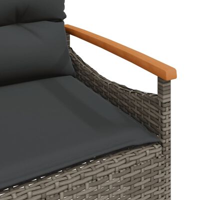 vidaXL Garðbekkur með Sessum 116x62,5x74 cm Grátt Pólýrattan