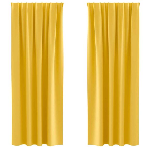 vidaXL Svartgard&iacute;nur me&eth; hringjum 2 pcs Gulvara gulan 260 x 140 cm