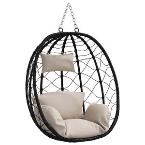 vidaXL Hangandi eggjast&oacute;ll M&oacute;gr&aacute;r 91.5 x 60 x 110 cm p&oacute;l&yacute;rattan