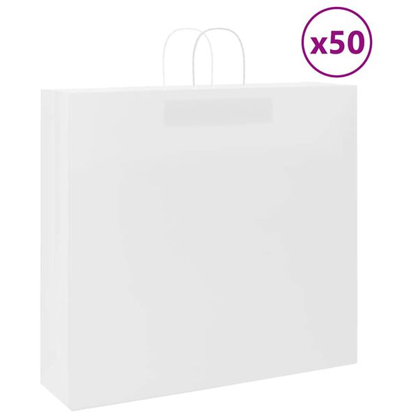 vidaXL Papp&iacute;rspokar 50 stk me&eth; Handf&ouml;ngum Hv&iacute;tir 54x15x49 cm